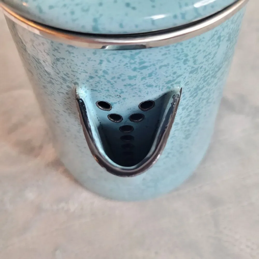 Paula Deen Blue Speckle Enamel Stovetop Coffee Percolator 8 cup Pot Complete